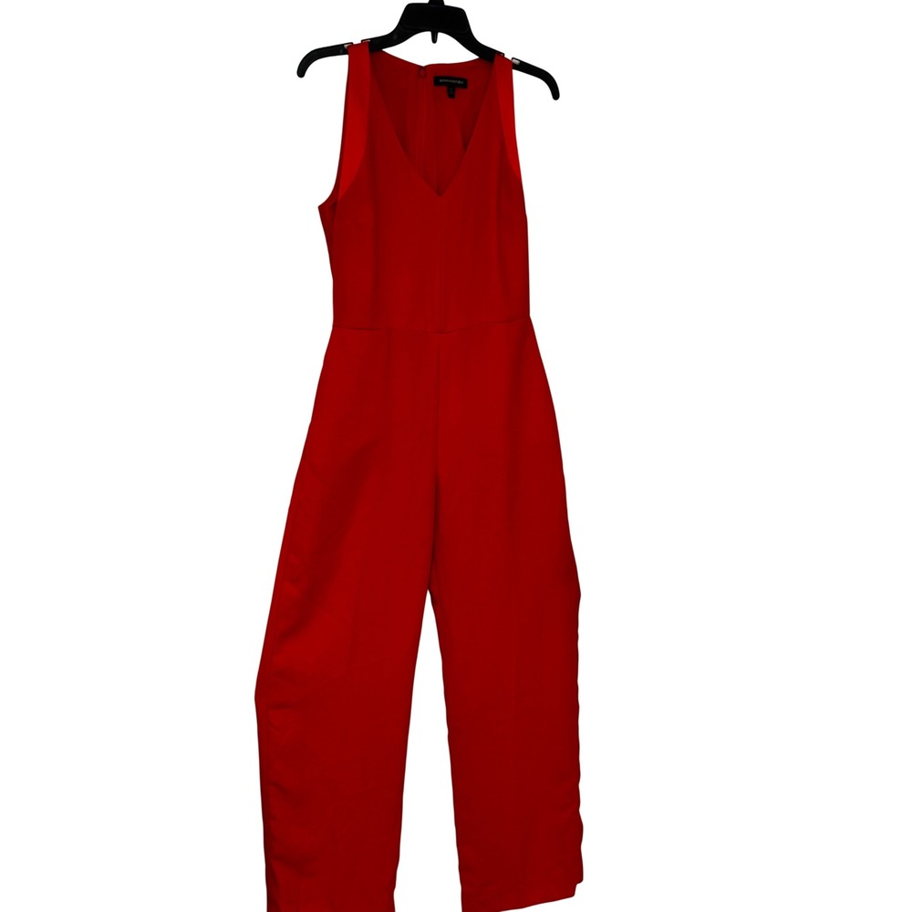 Banana‎ Republic Red Sleeveless V-Neck Wide Leg Jumpsuit with Waist Tie Size 4